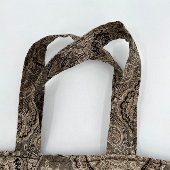 Vintage Style Brown Paisley Tapestry Tote Bag Large Shoulder Bag with Side Snaps - Picture 13 of 13